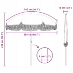 VidaXL Parasol plażowy Żółty i Biały Ø 205 x 209 cm Stal 3