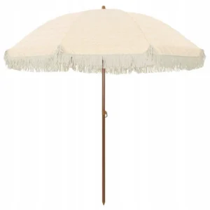 VidaXL Parasol plażowy Żółty i Biały Ø 205 x 209 cm Stal