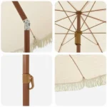 VidaXL Parasol plażowy Żółty i Biały Ø 205 x 209 cm Stal 4