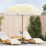 VidaXL Parasol plażowy Żółty i Biały Ø 205 x 209 cm Stal 5