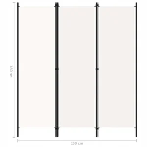 vidaXL Parawan 3-panelowy, biały, 150 x 180 cm 2