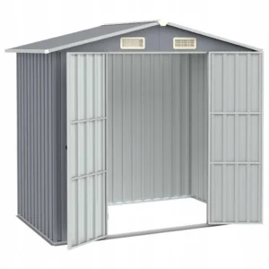 VidaXL Szopa ogrodowa, szara, 205x129x183 cm, stal 2