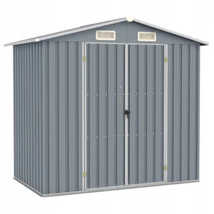 VidaXL Szopa ogrodowa, szara, 205x129x183 cm, stal