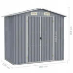 VidaXL Szopa ogrodowa, szara, 205x129x183 cm, stal 6