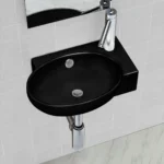 vidaXL Umywalka Ścienna asymetryczna 41 cm czarna 3