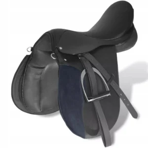 Zestaw do osiodłania konia 17,5" z naturalnej skóry czarny 18 cm 5 w 1 2